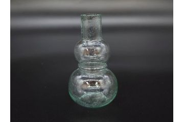 戦前　当時物　瓢箪型　気泡や絶妙なフォルムが味わいのあるニッキ水瓶5個セット(豆ガラス、ちびニッキ水、ガラス容器、駄菓子屋ビン、ペロペロ、レトロガラス、一輪挿し、ひょうたん)(R-077062)