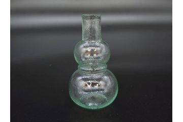 戦前　当時物　瓢箪型　気泡や絶妙なフォルムが味わいのあるニッキ水瓶5個セット(豆ガラス、ちびニッキ水、ガラス容器、駄菓子屋ビン、ペロペロ、レトロガラス、一輪挿し、ひょうたん)(R-077062)