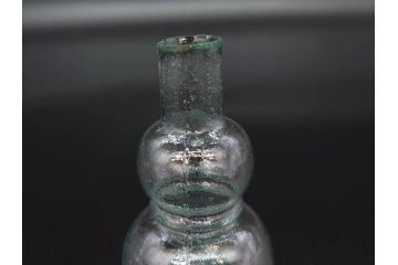 戦前　当時物　瓢箪型　気泡や絶妙なフォルムが味わいのあるニッキ水瓶5個セット(豆ガラス、ちびニッキ水、ガラス容器、駄菓子屋ビン、ペロペロ、レトロガラス、一輪挿し、ひょうたん)(R-077062)