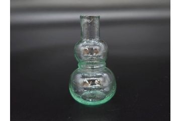 戦前　当時物　瓢箪型　気泡や絶妙なフォルムが味わいのあるニッキ水瓶5個セット(豆ガラス、ちびニッキ水、ガラス容器、駄菓子屋ビン、ペロペロ、レトロガラス、一輪挿し、ひょうたん)(R-077063)