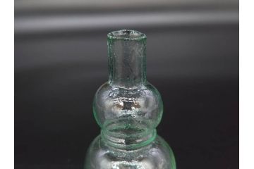 戦前　当時物　瓢箪型　気泡や絶妙なフォルムが味わいのあるニッキ水瓶5個セット(豆ガラス、ちびニッキ水、ガラス容器、駄菓子屋ビン、ペロペロ、レトロガラス、一輪挿し、ひょうたん)(R-077063)