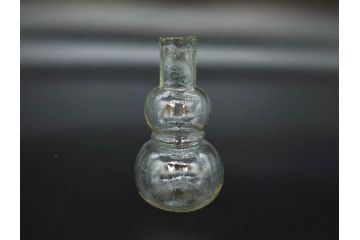戦前　当時物　瓢箪型　気泡や絶妙なフォルムが味わいのあるニッキ水瓶5個セット(豆ガラス、ちびニッキ水、ガラス容器、駄菓子屋ビン、ペロペロ、レトロガラス、一輪挿し、ひょうたん)(R-077063)