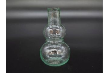 戦前　当時物　瓢箪型　気泡や絶妙なフォルムが味わいのあるニッキ水瓶5個セット(豆ガラス、ちびニッキ水、ガラス容器、駄菓子屋ビン、ペロペロ、レトロガラス、一輪挿し、ひょうたん)(R-077063)
