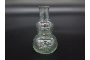 戦前　当時物　瓢箪型　気泡や絶妙なフォルムが味わいのあるニッキ水瓶5個セット(豆ガラス、ちびニッキ水、ガラス容器、駄菓子屋ビン、ペロペロ、レトロガラス、一輪挿し、ひょうたん)(R-077063)