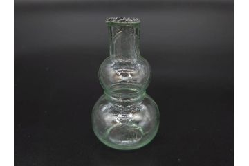 戦前　当時物　瓢箪型　気泡や絶妙なフォルムが味わいのあるニッキ水瓶5個セット(豆ガラス、ちびニッキ水、ガラス容器、駄菓子屋ビン、ペロペロ、レトロガラス、一輪挿し、ひょうたん)(R-077063)