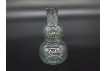 戦前　当時物　瓢箪型　気泡や絶妙なフォルムが味わいのあるニッキ水瓶5個セット(豆ガラス、ちびニッキ水、ガラス容器、駄菓子屋ビン、ペロペロ、レトロガラス、一輪挿し、ひょうたん)(R-077063)