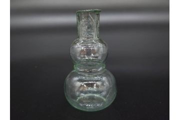 戦前　当時物　瓢箪型　気泡や絶妙なフォルムが味わいのあるニッキ水瓶5個セット(豆ガラス、ちびニッキ水、ガラス容器、駄菓子屋ビン、ペロペロ、レトロガラス、一輪挿し、ひょうたん)(R-077063)