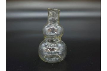 戦前　当時物　瓢箪型　気泡や絶妙なフォルムが味わいのあるニッキ水瓶5個セット(豆ガラス、ちびニッキ水、ガラス容器、駄菓子屋ビン、ペロペロ、レトロガラス、一輪挿し、ひょうたん)(R-077064)
