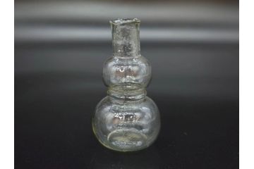 戦前　当時物　瓢箪型　気泡や絶妙なフォルムが味わいのあるニッキ水瓶5個セット(豆ガラス、ちびニッキ水、ガラス容器、駄菓子屋ビン、ペロペロ、レトロガラス、一輪挿し、ひょうたん)(R-077064)