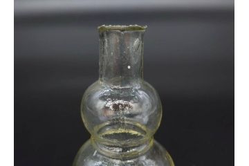 戦前　当時物　瓢箪型　気泡や絶妙なフォルムが味わいのあるニッキ水瓶5個セット(豆ガラス、ちびニッキ水、ガラス容器、駄菓子屋ビン、ペロペロ、レトロガラス、一輪挿し、ひょうたん)(R-077064)