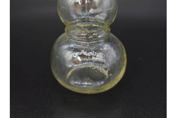 戦前　当時物　瓢箪型　気泡や絶妙なフォルムが味わいのあるニッキ水瓶5個セット(豆ガラス、ちびニッキ水、ガラス容器、駄菓子屋ビン、ペロペロ、レトロガラス、一輪挿し、ひょうたん)(R-077064)