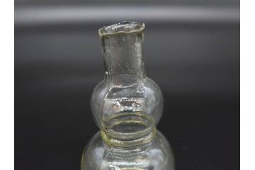 戦前　当時物　瓢箪型　気泡や絶妙なフォルムが味わいのあるニッキ水瓶5個セット(豆ガラス、ちびニッキ水、ガラス容器、駄菓子屋ビン、ペロペロ、レトロガラス、一輪挿し、ひょうたん)(R-077064)