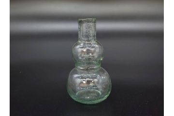 戦前　当時物　瓢箪型　気泡や絶妙なフォルムが味わいのあるニッキ水瓶5個セット(豆ガラス、ちびニッキ水、ガラス容器、駄菓子屋ビン、ペロペロ、レトロガラス、一輪挿し、ひょうたん)(R-077064)