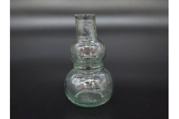 戦前　当時物　瓢箪型　気泡や絶妙なフォルムが味わいのあるニッキ水瓶5個セット(豆ガラス、ちびニッキ水、ガラス容器、駄菓子屋ビン、ペロペロ、レトロガラス、一輪挿し、ひょうたん)(R-077064)