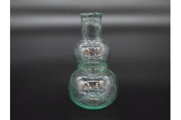 戦前　当時物　瓢箪型　気泡や絶妙なフォルムが味わいのあるニッキ水瓶5個セット(豆ガラス、ちびニッキ水、ガラス容器、駄菓子屋ビン、ペロペロ、レトロガラス、一輪挿し、ひょうたん)(R-077064)