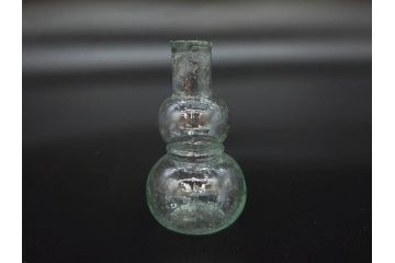 戦前　当時物　瓢箪型　気泡や絶妙なフォルムが味わいのあるニッキ水瓶5個セット(豆ガラス、ちびニッキ水、ガラス容器、駄菓子屋ビン、ペロペロ、レトロガラス、一輪挿し、ひょうたん)(R-077064)