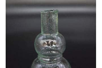 戦前　当時物　瓢箪型　気泡や絶妙なフォルムが味わいのあるニッキ水瓶5個セット(豆ガラス、ちびニッキ水、ガラス容器、駄菓子屋ビン、ペロペロ、レトロガラス、一輪挿し、ひょうたん)(R-077064)