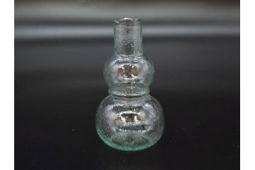 戦前　当時物　瓢箪型　気泡や絶妙なフォルムが味わいのあるニッキ水瓶5個セット(豆ガラス、ちびニッキ水、ガラス容器、駄菓子屋ビン、ペロペロ、レトロガラス、一輪挿し、ひょうたん)(R-077065)