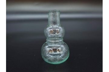 戦前　当時物　瓢箪型　気泡や絶妙なフォルムが味わいのあるニッキ水瓶5個セット(豆ガラス、ちびニッキ水、ガラス容器、駄菓子屋ビン、ペロペロ、レトロガラス、一輪挿し、ひょうたん)(R-077065)
