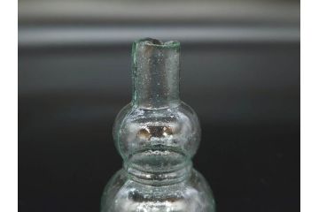 戦前　当時物　瓢箪型　気泡や絶妙なフォルムが味わいのあるニッキ水瓶5個セット(豆ガラス、ちびニッキ水、ガラス容器、駄菓子屋ビン、ペロペロ、レトロガラス、一輪挿し、ひょうたん)(R-077065)