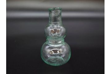 戦前　当時物　瓢箪型　気泡や絶妙なフォルムが味わいのあるニッキ水瓶5個セット(豆ガラス、ちびニッキ水、ガラス容器、駄菓子屋ビン、ペロペロ、レトロガラス、一輪挿し、ひょうたん)(R-077065)