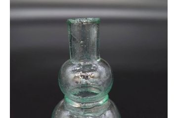 戦前　当時物　瓢箪型　気泡や絶妙なフォルムが味わいのあるニッキ水瓶5個セット(豆ガラス、ちびニッキ水、ガラス容器、駄菓子屋ビン、ペロペロ、レトロガラス、一輪挿し、ひょうたん)(R-077065)