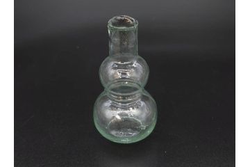 戦前　当時物　瓢箪型　気泡や絶妙なフォルムが味わいのあるニッキ水瓶5個セット(豆ガラス、ちびニッキ水、ガラス容器、駄菓子屋ビン、ペロペロ、レトロガラス、一輪挿し、ひょうたん)(R-077065)