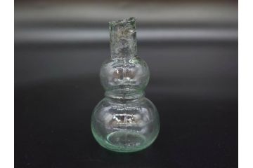 戦前　当時物　瓢箪型　気泡や絶妙なフォルムが味わいのあるニッキ水瓶5個セット(豆ガラス、ちびニッキ水、ガラス容器、駄菓子屋ビン、ペロペロ、レトロガラス、一輪挿し、ひょうたん)(R-077065)