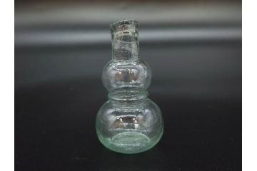 戦前　当時物　瓢箪型　気泡や絶妙なフォルムが味わいのあるニッキ水瓶5個セット(豆ガラス、ちびニッキ水、ガラス容器、駄菓子屋ビン、ペロペロ、レトロガラス、一輪挿し、ひょうたん)(R-077065)