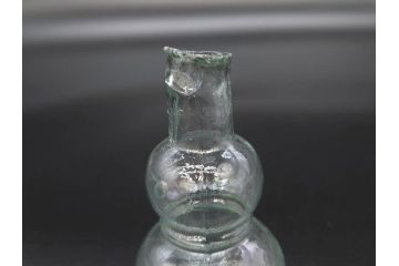 戦前　当時物　瓢箪型　気泡や絶妙なフォルムが味わいのあるニッキ水瓶5個セット(豆ガラス、ちびニッキ水、ガラス容器、駄菓子屋ビン、ペロペロ、レトロガラス、一輪挿し、ひょうたん)(R-077065)