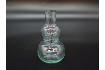戦前　当時物　瓢箪型　気泡や絶妙なフォルムが味わいのあるニッキ水瓶5個セット(豆ガラス、ちびニッキ水、ガラス容器、駄菓子屋ビン、ペロペロ、レトロガラス、一輪挿し、ひょうたん)(R-077065)