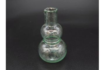 戦前　当時物　瓢箪型　気泡や絶妙なフォルムが味わいのあるニッキ水瓶5個セット(豆ガラス、ちびニッキ水、ガラス容器、駄菓子屋ビン、ペロペロ、レトロガラス、一輪挿し、ひょうたん)(R-077065)