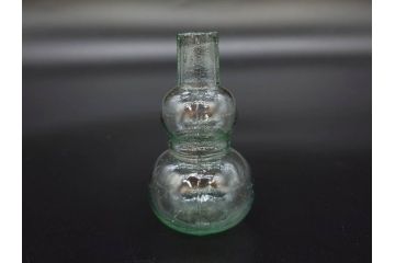 戦前　当時物　瓢箪型　気泡や絶妙なフォルムが味わいのあるニッキ水瓶5個セット(豆ガラス、ちびニッキ水、ガラス容器、駄菓子屋ビン、ペロペロ、レトロガラス、一輪挿し、ひょうたん)(R-077065)