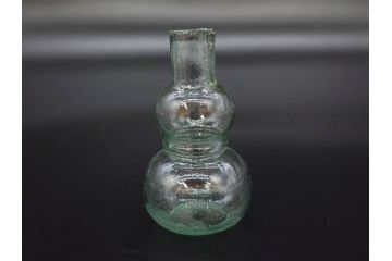 戦前　当時物　瓢箪型　気泡や絶妙なフォルムが味わいのあるニッキ水瓶5個セット(豆ガラス、ちびニッキ水、ガラス容器、駄菓子屋ビン、ペロペロ、レトロガラス、一輪挿し、ひょうたん)(R-077065)