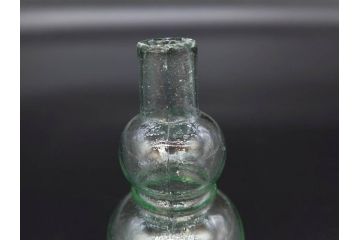 戦前　当時物　瓢箪型　気泡や絶妙なフォルムが味わいのあるニッキ水瓶5個セット(豆ガラス、ちびニッキ水、ガラス容器、駄菓子屋ビン、ペロペロ、レトロガラス、一輪挿し、ひょうたん)(R-077065)