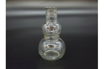 戦前　当時物　瓢箪型　気泡や絶妙なフォルムが味わいのあるニッキ水瓶5個セット(豆ガラス、ちびニッキ水、ガラス容器、駄菓子屋ビン、ペロペロ、レトロガラス、一輪挿し、ひょうたん)(R-077066)