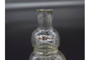 戦前　当時物　瓢箪型　気泡や絶妙なフォルムが味わいのあるニッキ水瓶5個セット(豆ガラス、ちびニッキ水、ガラス容器、駄菓子屋ビン、ペロペロ、レトロガラス、一輪挿し、ひょうたん)(R-077066)