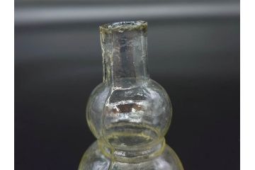 戦前　当時物　瓢箪型　気泡や絶妙なフォルムが味わいのあるニッキ水瓶5個セット(豆ガラス、ちびニッキ水、ガラス容器、駄菓子屋ビン、ペロペロ、レトロガラス、一輪挿し、ひょうたん)(R-077066)