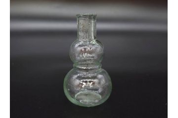 戦前　当時物　瓢箪型　気泡や絶妙なフォルムが味わいのあるニッキ水瓶5個セット(豆ガラス、ちびニッキ水、ガラス容器、駄菓子屋ビン、ペロペロ、レトロガラス、一輪挿し、ひょうたん)(R-077066)