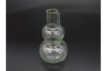 戦前　当時物　瓢箪型　気泡や絶妙なフォルムが味わいのあるニッキ水瓶5個セット(豆ガラス、ちびニッキ水、ガラス容器、駄菓子屋ビン、ペロペロ、レトロガラス、一輪挿し、ひょうたん)(R-077066)