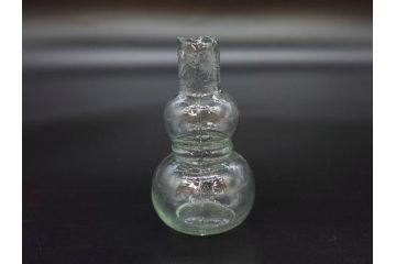 戦前　当時物　瓢箪型　気泡や絶妙なフォルムが味わいのあるニッキ水瓶5個セット(豆ガラス、ちびニッキ水、ガラス容器、駄菓子屋ビン、ペロペロ、レトロガラス、一輪挿し、ひょうたん)(R-077066)