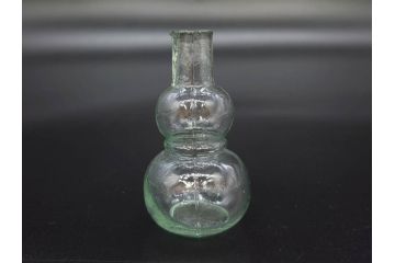 戦前　当時物　瓢箪型　気泡や絶妙なフォルムが味わいのあるニッキ水瓶5個セット(豆ガラス、ちびニッキ水、ガラス容器、駄菓子屋ビン、ペロペロ、レトロガラス、一輪挿し、ひょうたん)(R-077066)