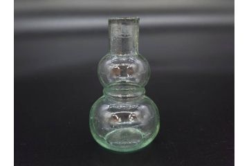 戦前　当時物　瓢箪型　気泡や絶妙なフォルムが味わいのあるニッキ水瓶5個セット(豆ガラス、ちびニッキ水、ガラス容器、駄菓子屋ビン、ペロペロ、レトロガラス、一輪挿し、ひょうたん)(R-077066)