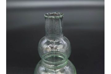 戦前　当時物　瓢箪型　気泡や絶妙なフォルムが味わいのあるニッキ水瓶5個セット(豆ガラス、ちびニッキ水、ガラス容器、駄菓子屋ビン、ペロペロ、レトロガラス、一輪挿し、ひょうたん)(R-077066)