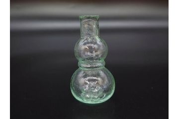 戦前　当時物　瓢箪型　可愛らしいフォルムのニッキ水瓶5個セット(桜3つ、花、豆ガラス、ちびニッキ水、ガラス容器、駄菓子屋ビン、ペロペロ、レトロガラス、一輪挿し、ひょうたん)(R-077067)