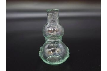 戦前　当時物　瓢箪型　可愛らしいフォルムのニッキ水瓶5個セット(桜3つ、花、豆ガラス、ちびニッキ水、ガラス容器、駄菓子屋ビン、ペロペロ、レトロガラス、一輪挿し、ひょうたん)(R-077067)