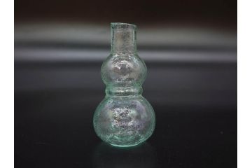 戦前　当時物　瓢箪型　可愛らしいフォルムのニッキ水瓶5個セット(桜3つ、花、豆ガラス、ちびニッキ水、ガラス容器、駄菓子屋ビン、ペロペロ、レトロガラス、一輪挿し、ひょうたん)(R-077067)