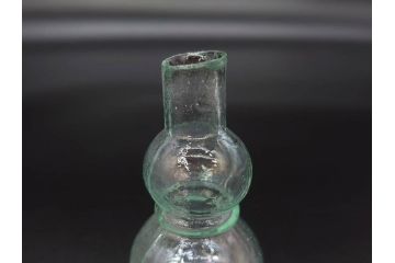 戦前　当時物　瓢箪型　可愛らしいフォルムのニッキ水瓶5個セット(桜3つ、花、豆ガラス、ちびニッキ水、ガラス容器、駄菓子屋ビン、ペロペロ、レトロガラス、一輪挿し、ひょうたん)(R-077067)