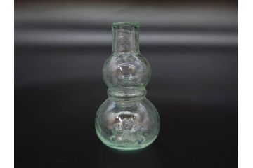 戦前　当時物　瓢箪型　可愛らしいフォルムのニッキ水瓶5個セット(桜3つ、花、豆ガラス、ちびニッキ水、ガラス容器、駄菓子屋ビン、ペロペロ、レトロガラス、一輪挿し、ひょうたん)(R-077067)