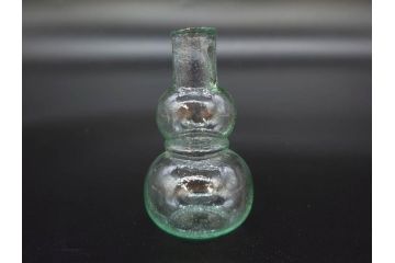 戦前　当時物　瓢箪型　可愛らしいフォルムのニッキ水瓶5個セット(桜3つ、花、豆ガラス、ちびニッキ水、ガラス容器、駄菓子屋ビン、ペロペロ、レトロガラス、一輪挿し、ひょうたん)(R-077067)